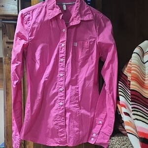 Pink Cinch Button-Up Shirt Small